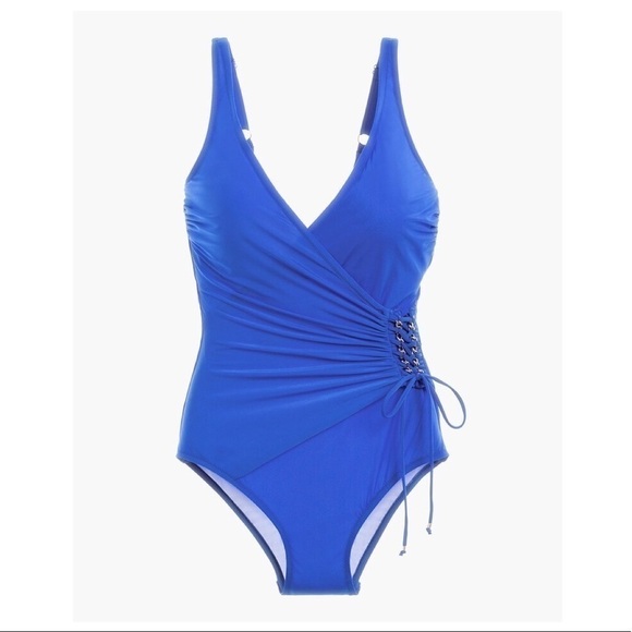 Gottex Gold Standard Blue Surplice Swimsuit 6 - Picture 5 of 6